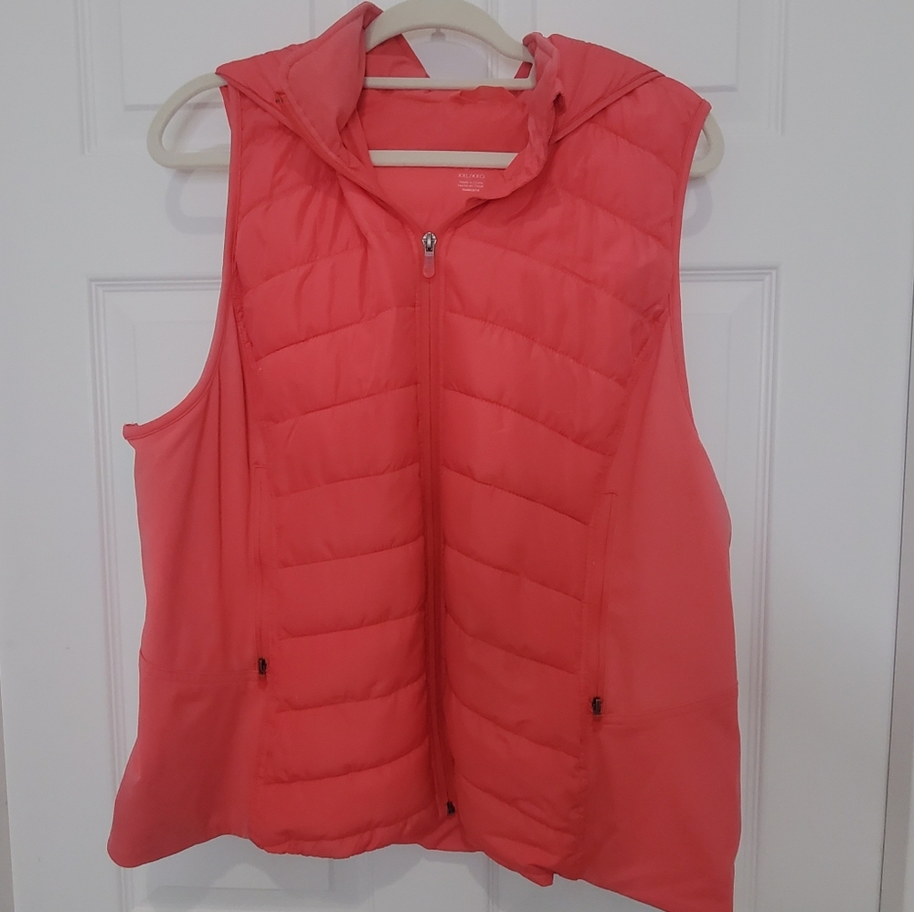 Tangerine Women's Bright Coral Vest W/ Hood